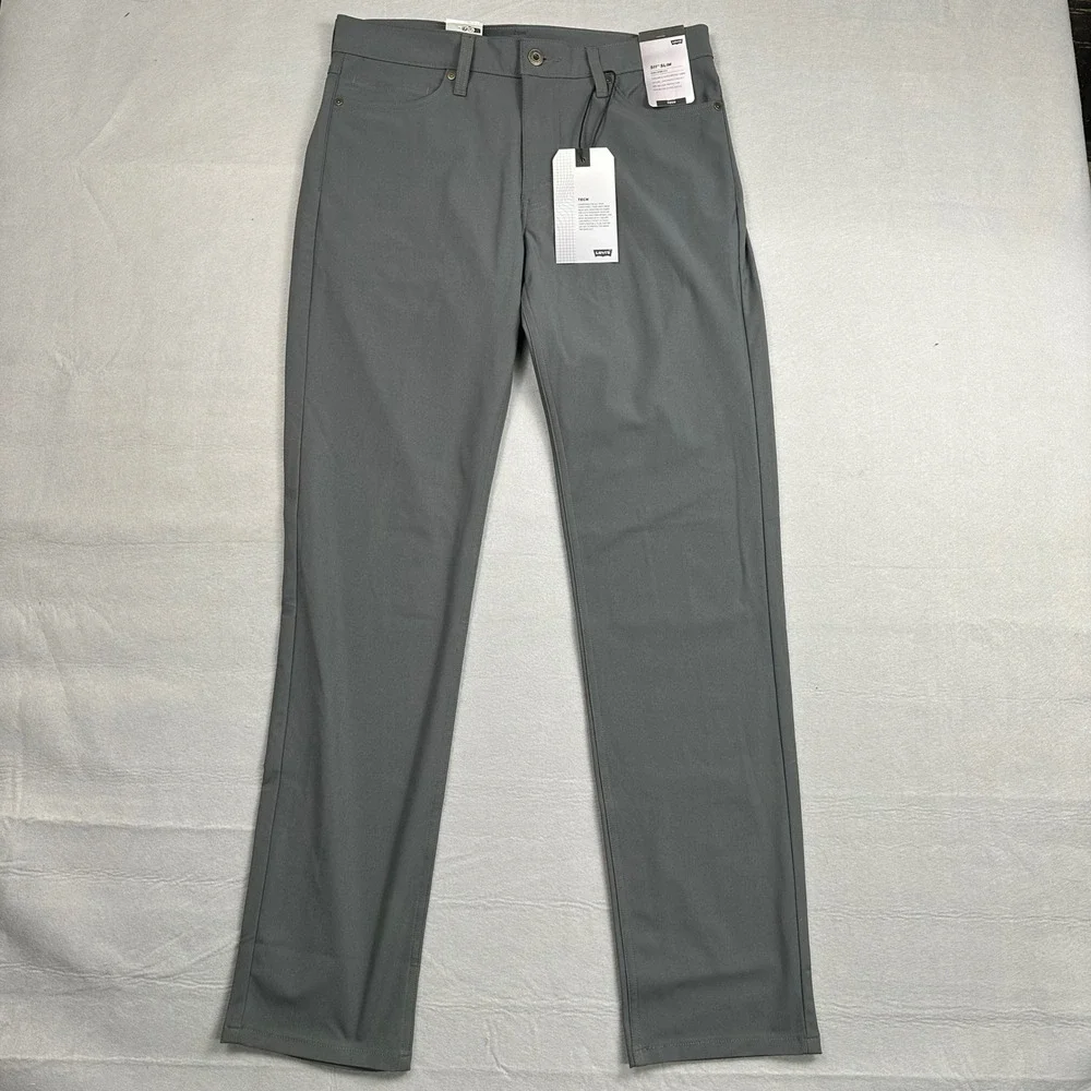 Levis 511 Slim Tech Pants Mens 33x34 Grey NEW High Stretch Cooling Quick Dry